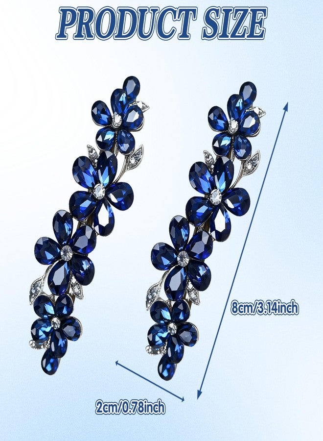 CYUXING 2Pcs Blue Hair Barrettes for Women, Rhinestone Clips with Premium Crystal, Jewelry Accessories for Women with Thin Thick Hair, Secure Grip for Various Hairstyles - Image 2